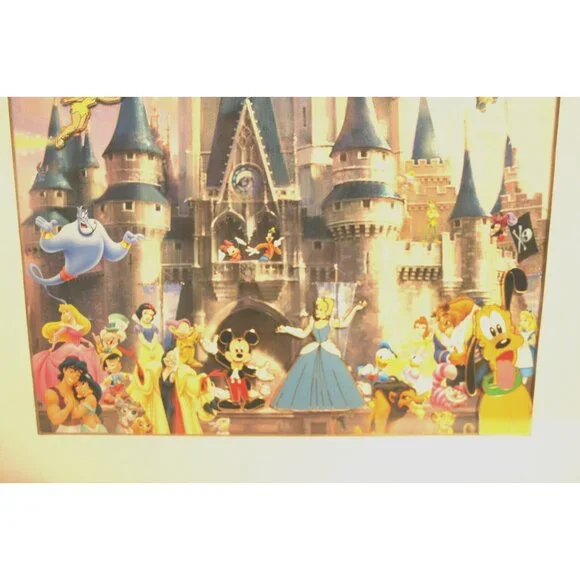 Cinderella Castle Disney Print Framed with Four Collectable Pins Set**NEW